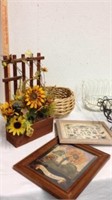 Sunflower decorations baskets metal and wicker