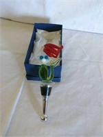 Hand blown glass wine bottle stopper