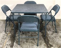 Folding card table and four folding chairs