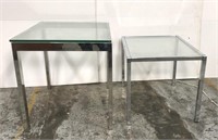 2 Chrome and glass side tables