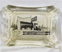 Vintage glass advertising ashtray from Flint, MI