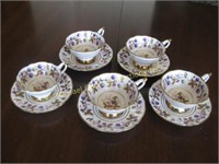 5 ROYAL STAFFORD CUPS & SAUCERS - GOLDEN BRAMBLE