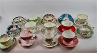 BAKERS DOZEN ENGLISH BONE CHINA CUPS AND SAUCERS