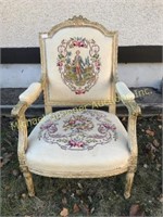 LOUIS XVI STYLE CHAIR WITH NEEDLEPOINT UPHOLSTERY