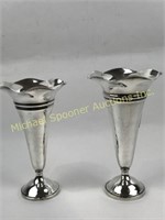 TWO B&M WEIGHTED STERLING FLUTED VASES