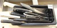 assortment of 22 knives, cleavers & sharpening