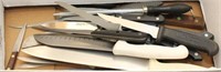 assortment of 22 knives, cleavers & sharpening