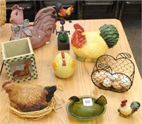 table lot of 9 asstd chicken related items