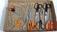 16 pairs of craft scissors and small sewing