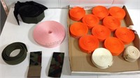 Large lot of rolled canvas straps in Orange, pink