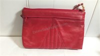 Red leather purse with removable shoulder strap