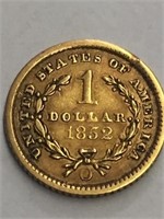 1852 O $1 GOLD PIECE