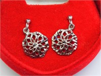 Sterling Silver Flower Pendant Earrings