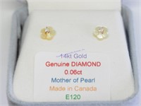 14kt Gold 2 In 1 Diamond Pearl Earrings