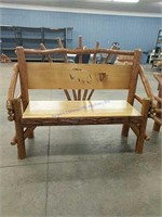 Amish made bench with bear carving
Approx 58"
