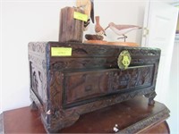 One Wood Carved Asian Chest