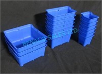 LOT,1BOX (16PCS) ASST SHAPE, SMALL BLUE PARTS BINS