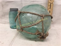 Large antique glass fishing net float
