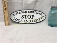 12" railroad crossing cast iron sign