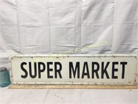 12x48 metal embossed Super Market Sign