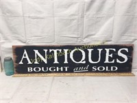 12"x48" wood "Antiques bought and sold here sign"