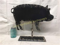 Large Metal Pig on Stand