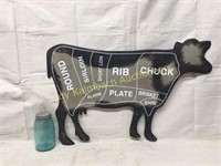 Large Metal Cow "Cuts o meat" Sign