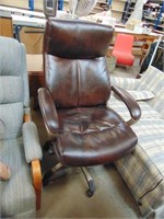 Brown Leather Rolling Office Chair