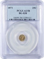 1871 California Gold 1/4 Dollar.