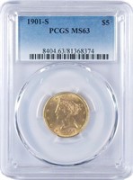 Choice 1901-S $5.00 Liberty Gold.