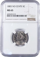 Gem 1883 No Cents Nickel.