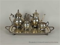 Set of silver plated tea dishes
