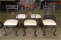 Set of metal upholstered dining chairs