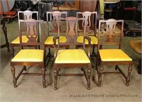 Set of yellow upholstered dining chairs