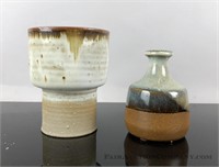 A pair of vintage modern art pottery