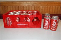 Coca Cola Crate and Vintage Poptop Cans
