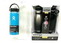 (2) Contigo Water Bottles & Hydro Flask Bottle