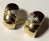 Pair Of 14k Gold & Diamond Earrings