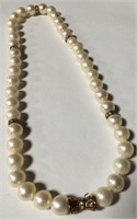 14k Gold And Diamond & Pearl Necklace