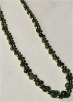 14k Gold And Emerald Bead Necklace