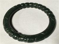 Green Jade Carved Bangle Bracelet