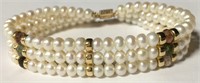 14k Gold And Pearl 3 Strand Bracelet