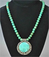 BARSE STERLING & TURQUOISE PENDANT NECKLACE