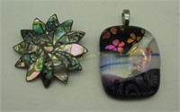 Sterling Mexico Abalone Pin Brooch & Pendant