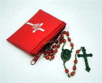 Vintage Red Glass Bead Chain Rosary Beads