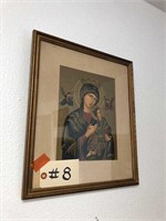 RELIGIOUS ICON LITHOGRAPH IN GOLD MADONNA & CHILD