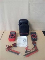 Lot of 2 Craftsman multimeters and storage case