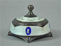 FRENCH GUILLOCHE SILVER & ENAMEL FOOTED BOX