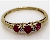 10kt Gold Genuine Ruby & Diamond Anniversary Ring