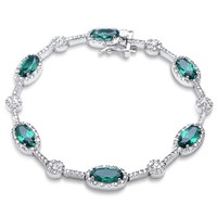 Elegant 14.50 ct Emerald & White Sapphire Bracelet